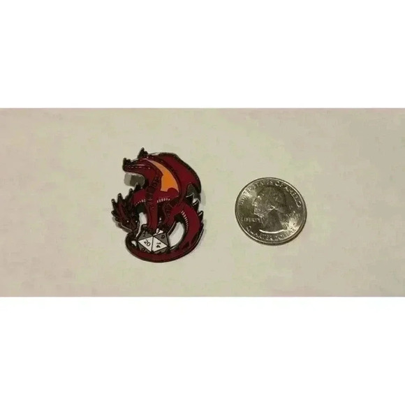 Dungeons and Dragons Red Dragon and Dye Enamel Pin - Picture 3 of 4